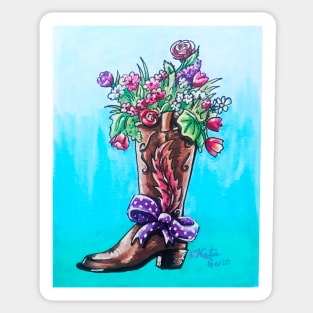 Cowgirl Boot Floral Bouquet Sticker